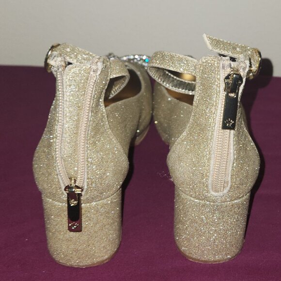 Nina Daylin Girls Gold Glitter Dress Shoes Size 6 Girls Size 8 Women - Picture 6 of 7